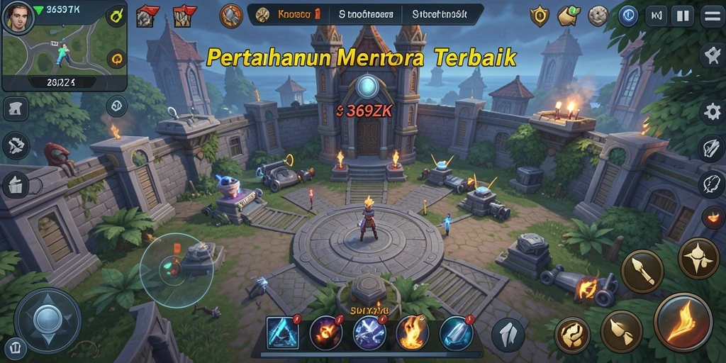 Tangkapan layar gameplay menegangkan di 369ZK saat mempertahankan benteng.