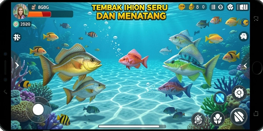 Screenshot gameplay seru <strong>8G8G</strong> saat menembak ikan.
