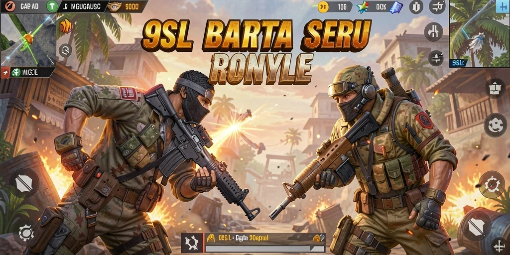 Screenshot utama gameplay seru 9SL Battle Royale.