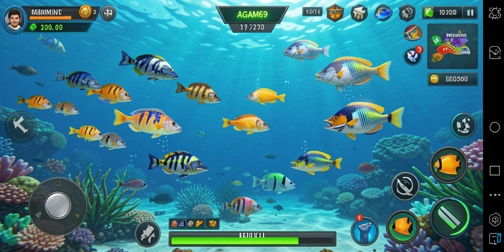 Screenshot gameplay AGAM69 menampilkan aksi menembak ikan yang mendebarkan.