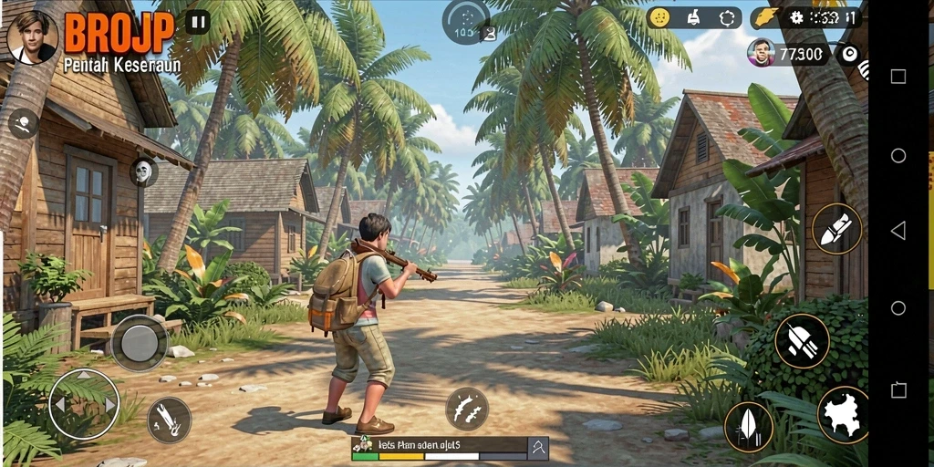 Tampilan gameplay menarik dan penuh warna dari BROJP.