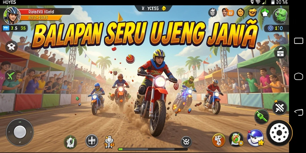Tampilan gameplay HOYE55 yang mendebarkan saat balapan.