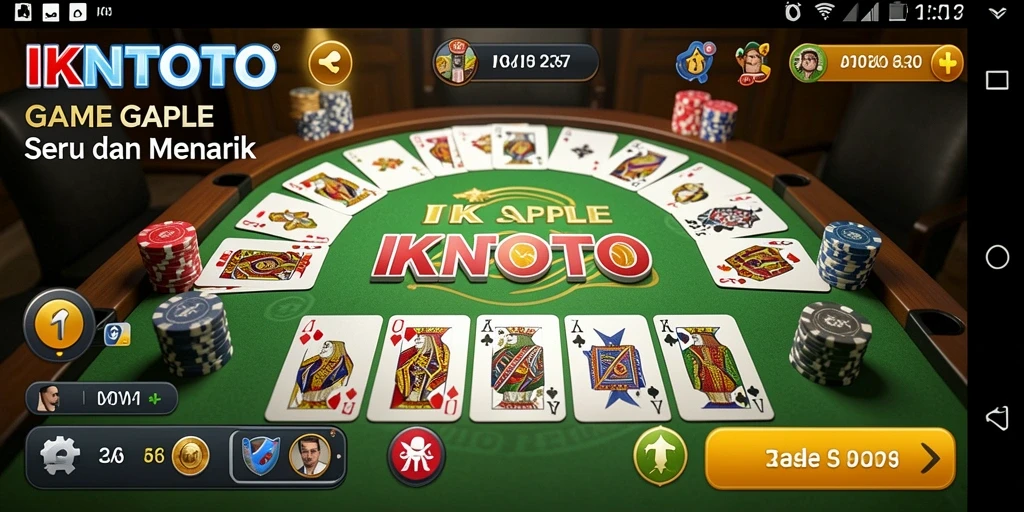 Screenshot gameplay seru dari IKNTOTO, menampilkan keseruan bermain gaple.