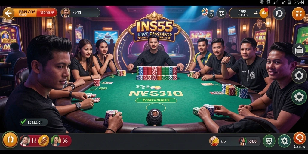 Tampilan gameplay Live Casino yang mendebarkan di INS55.