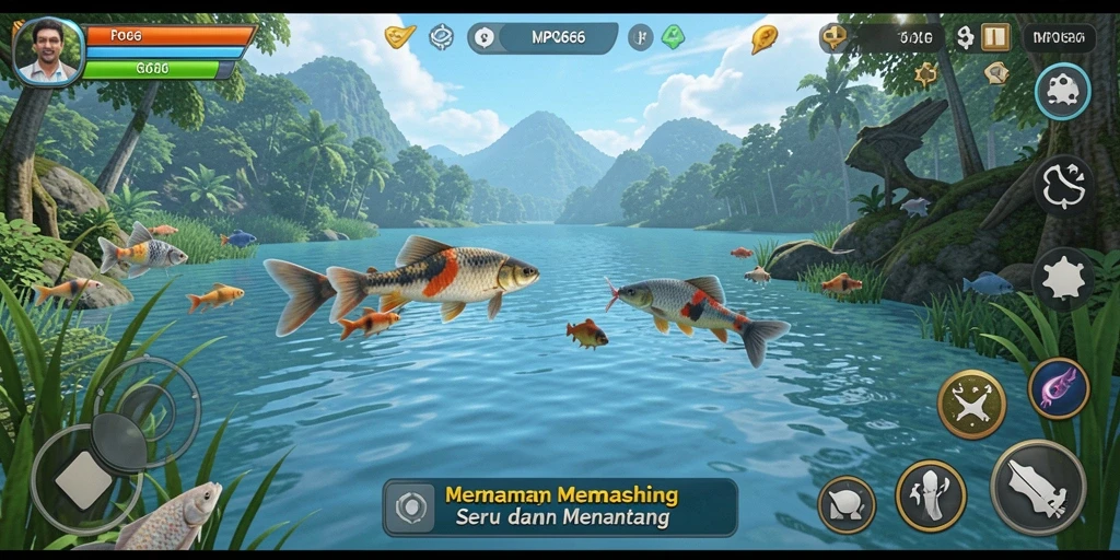 Tampilan gameplay MPO666 dengan aksi memancing yang seru.