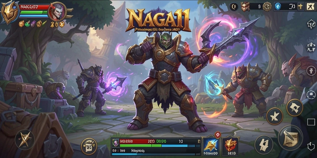 Screenshot utama NAGA11 menampilkan aksi seru dalam pertarungan ARPG.