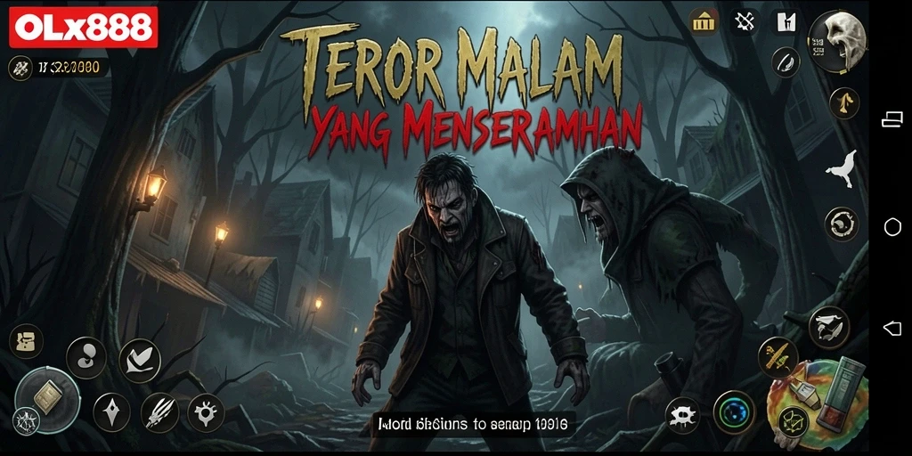 Tangkapan layar gameplay OLX888 menampilkan suasana menyeramkan dan mencekam.