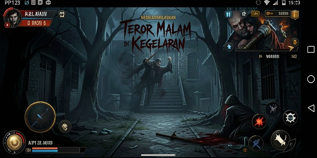 Tampilan gameplay menegangkan dari PP123, menjelajahi kegelapan.