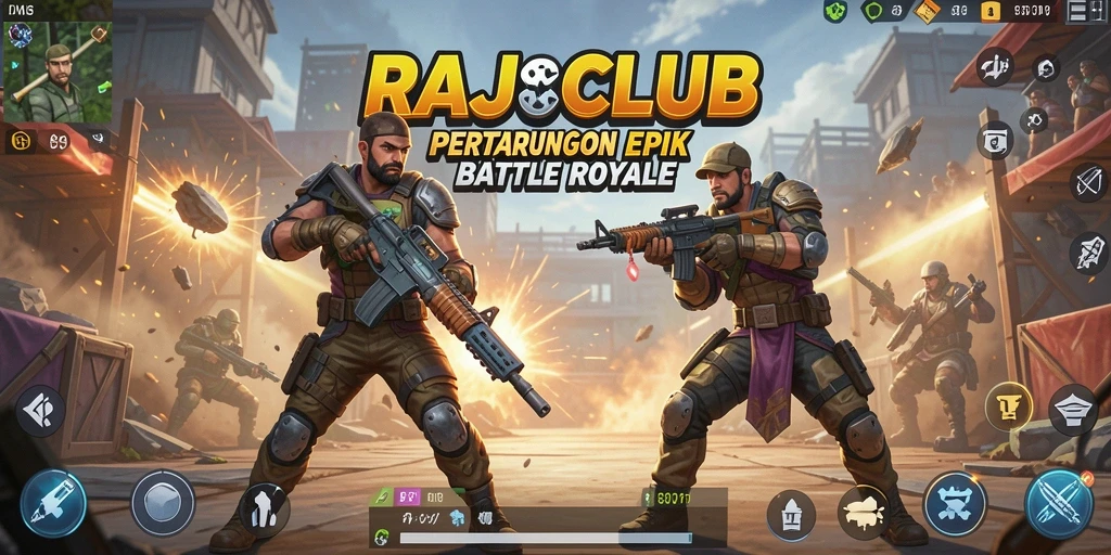 Tangkapan layar menunjukkan aksi mendebarkan dalam gameplay RAJACLUB.