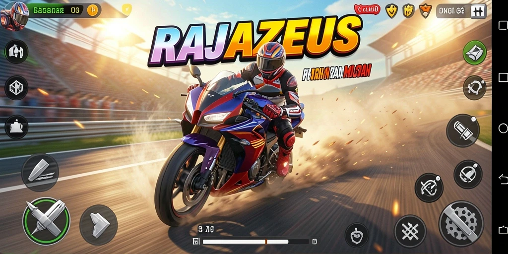 Gameplay balapan motor yang penuh aksi dan kompetisi.