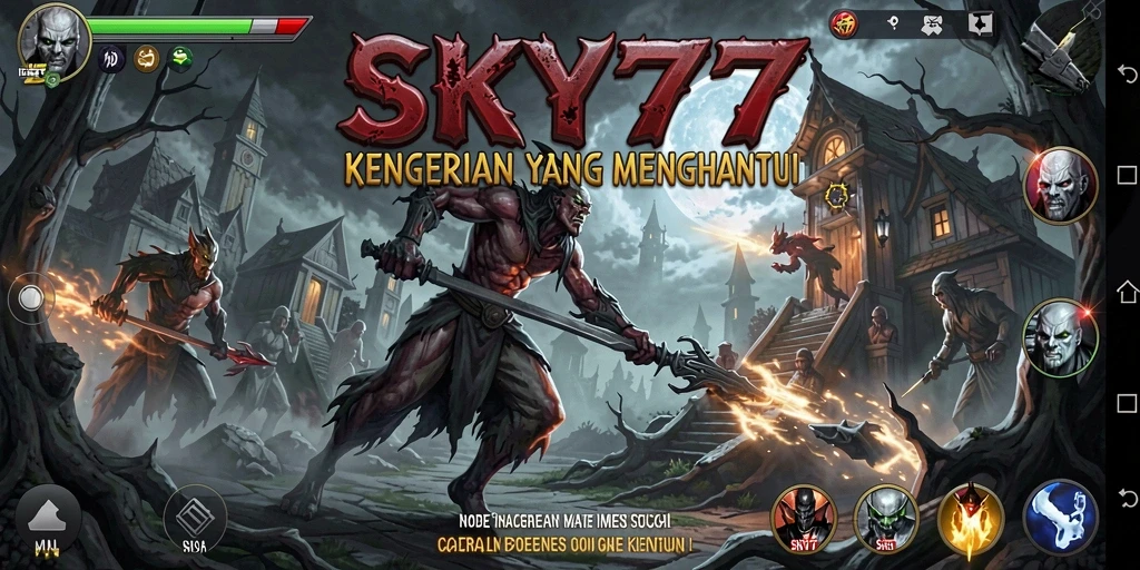 Screenshot gameplay SKY77 yang menampilkan suasana Horror yang mencekam.
