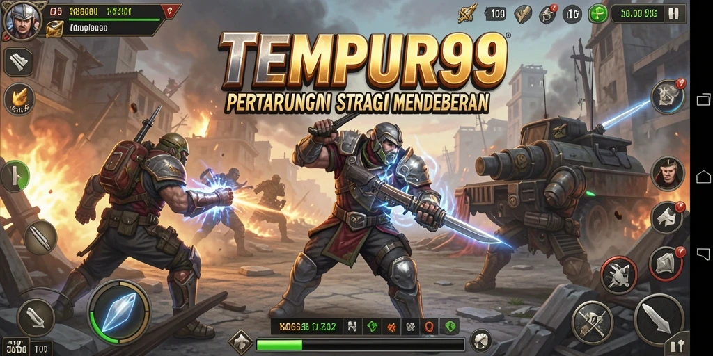 Tangkapan layar utama TEMPUR99 menunjukkan intensitas pertempuran strategi yang mendebarkan.