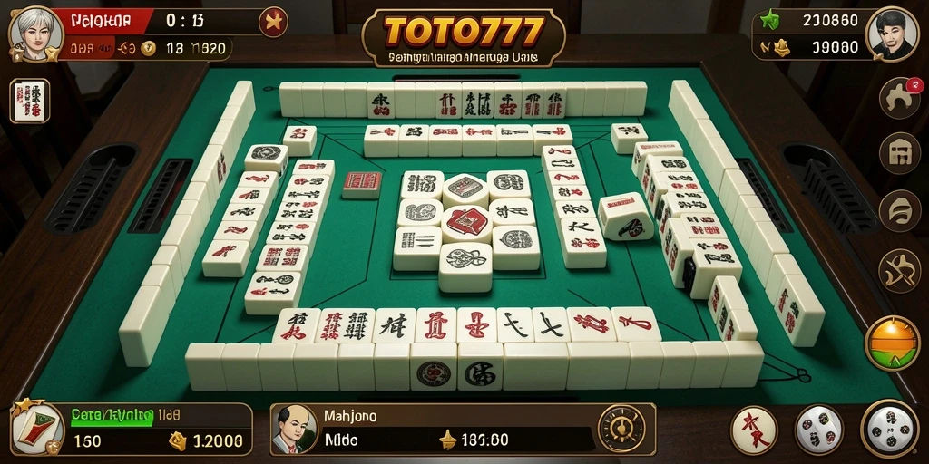 Screenshot gameplay TOTO777 dengan ubin Mahjong yang colorful.