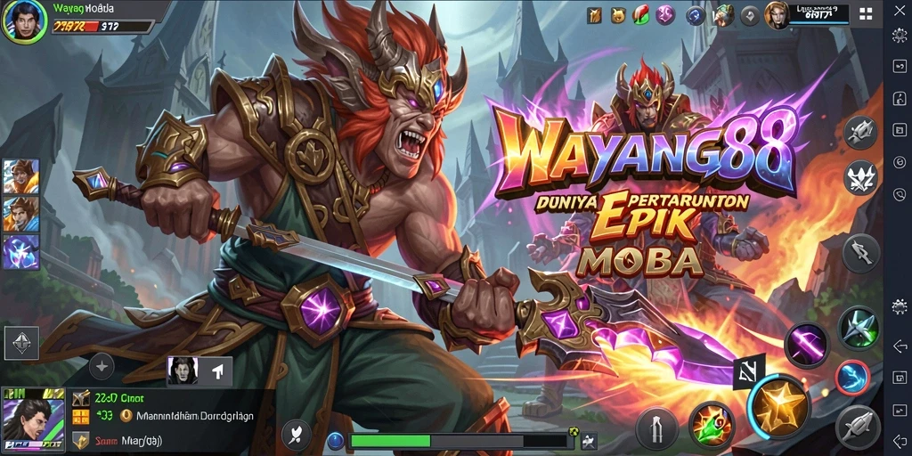 Tampilan seru dari gameplay <strong>WAYANG88</strong> dalam pertandingan MOBA.